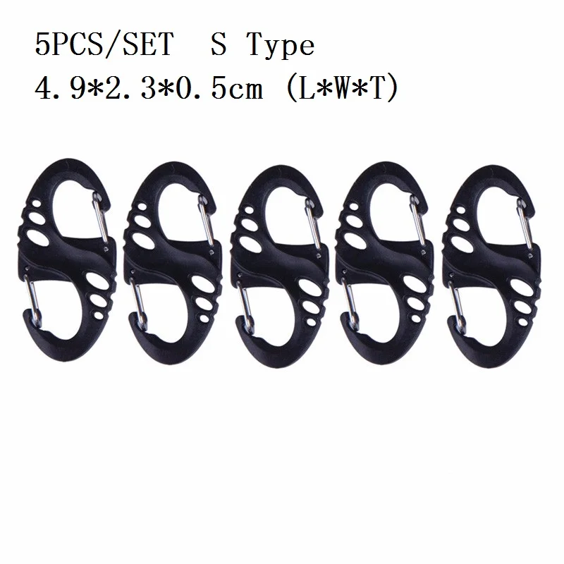 

5Pcs/lot S Type Backpack Clasps Climbing Carabiners EDC Keychain Camping Bottle Hooks Paracord military Tactical Survival Tool