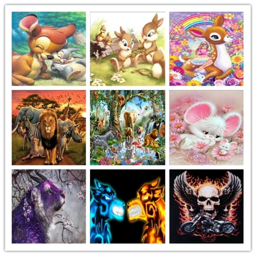 

%5d diy diamond embroidery mosaic diamond painting cross stitch needlework Kits Home Decoration cartoon animal mouse rabbit lion