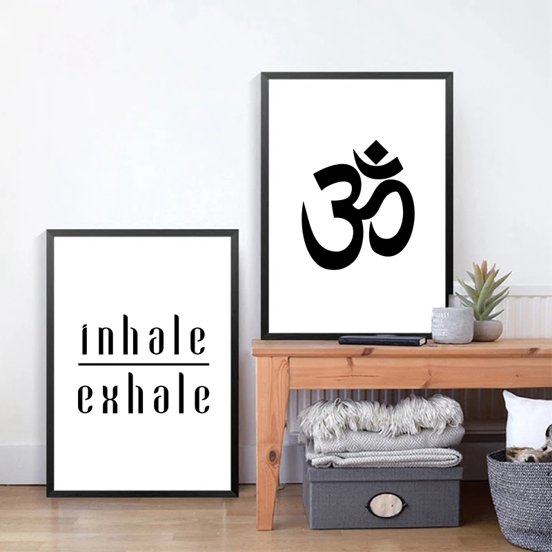 Aum Ohm Om Poster Yoga Quote Canvas Painting Inhale Exhale Breathe Prints Yoga Meditation Typography Wall Art Decor Canvas Painting Art Decorwall Art Decor Aliexpress
