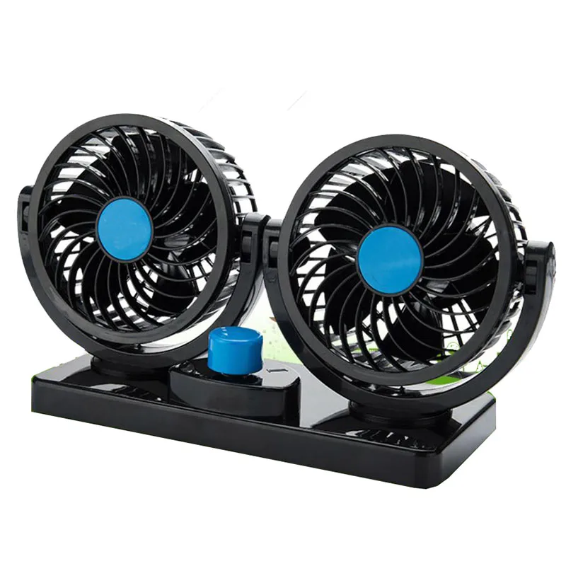 Double Head 360 Degree Rotating Car Fans Strong Wind Low ...