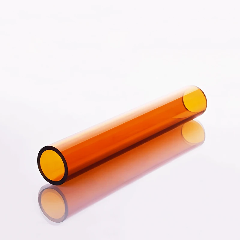 Brown high borosilicate glass tube,O.D. 32mm,Thk. 3.2mm,L. 200mm/250mm/300mm,Tea yellow high temperature resistant glass tube