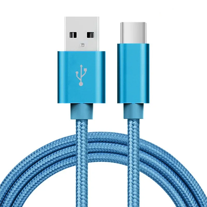 Голубом цвете для детей возрастом от 5 V 2.4A USB C для передачи данных в нейлоновой Зарядное устройство кабель для samsung S10/LG G6/huawei mate 20/Xiaomi 8 redmi note7/OPPO R17/vivo NEX кабель - Тип штекера: Blue