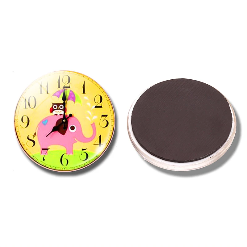 

Pink Elephant and Owl Magnetic Refrigerator Stickers 30MM Fridge Magnet Glass Dome Note Holder Home Decor Kitchen Accessories