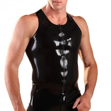 Черный латексный жилет на молнии для мужчин латексная резиновая рубашка латексные i-образные костюмы