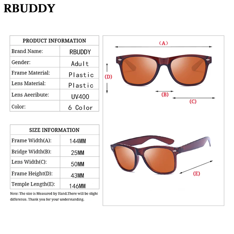 RBUDDY 2019 квадратные солнцезащитные очки мужские поляризованные фирменный дизайн