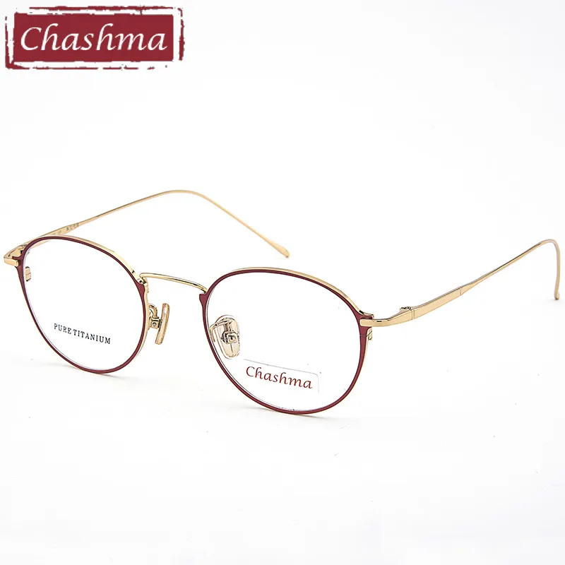 Chashma Женская винтажная рамка Lentes Opticos Gafas высокое качество круглые титановые светлые рамки очки ретро для женщин и мужчин - Цвет оправы: Red
