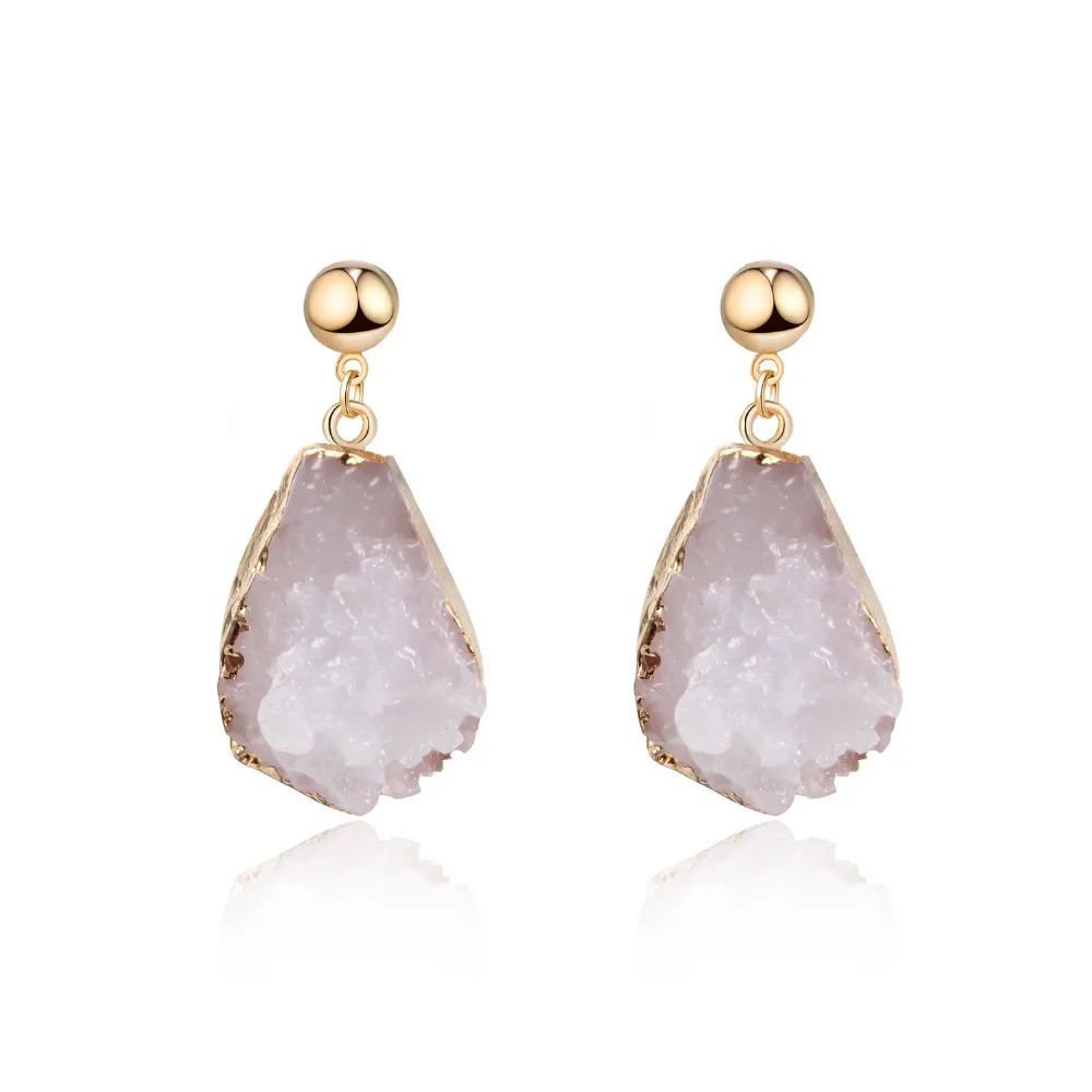 

1Pair 5 color Unique Irregular Fake Druzy Earring For Women Drusy Resin Stone Earring Ear Stud Jewelry pendientes mujer moda