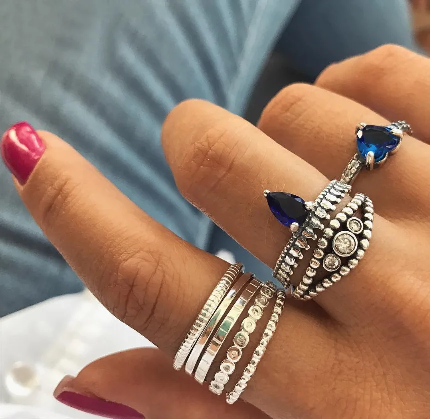

YWHUANSEN Bohemian Midi Finger Jewelry Bague Femme for women Boho Vintage Knuckle Crystal Ring Set Vintage Knuckle Rings women