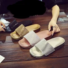 Rhinestone Women Slippers Flip Flops Summer Women Crystal Diamond Bling Beach Slides Sandals Casual Shoes Slip On Slipper women beach flip flops slippers flat women causal shoes woman gold slipper slides crystal bling sandals female brand slippers