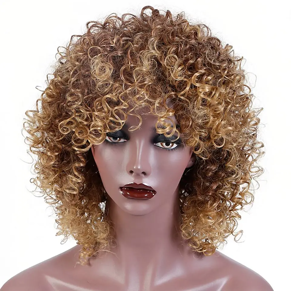 WTB Afro Curly Wigs for Black Women Short Kinky Curly Wig Synthetic