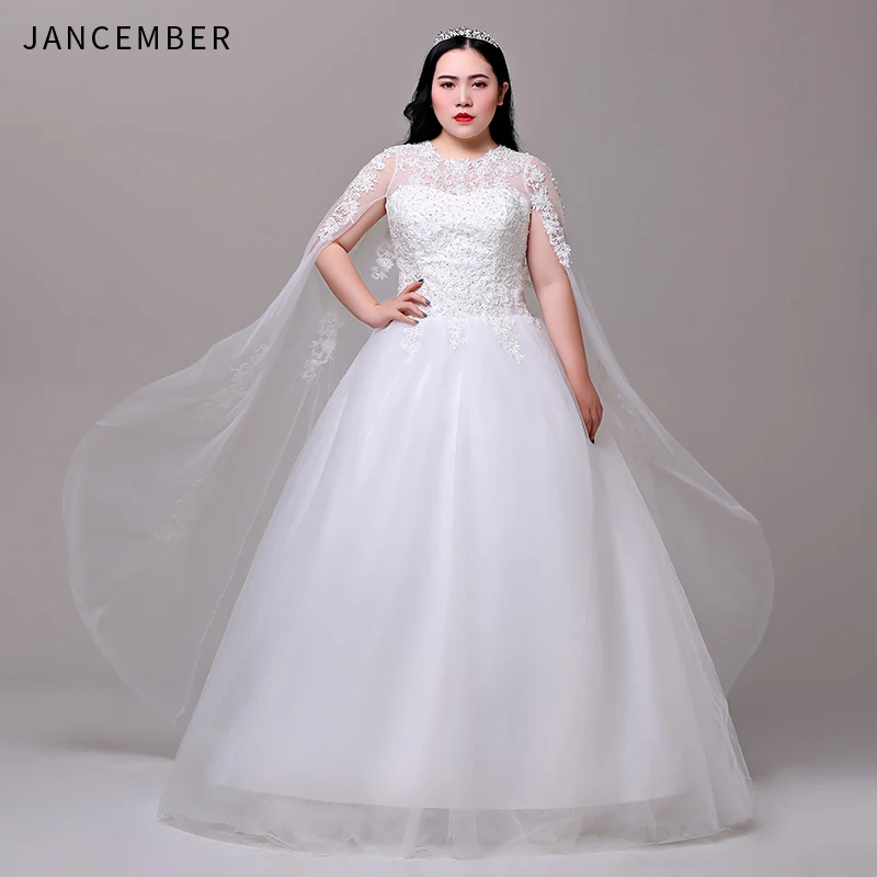 JANCEMBER/свадебные платья больших размеров иллюзия круглый вырез тюль