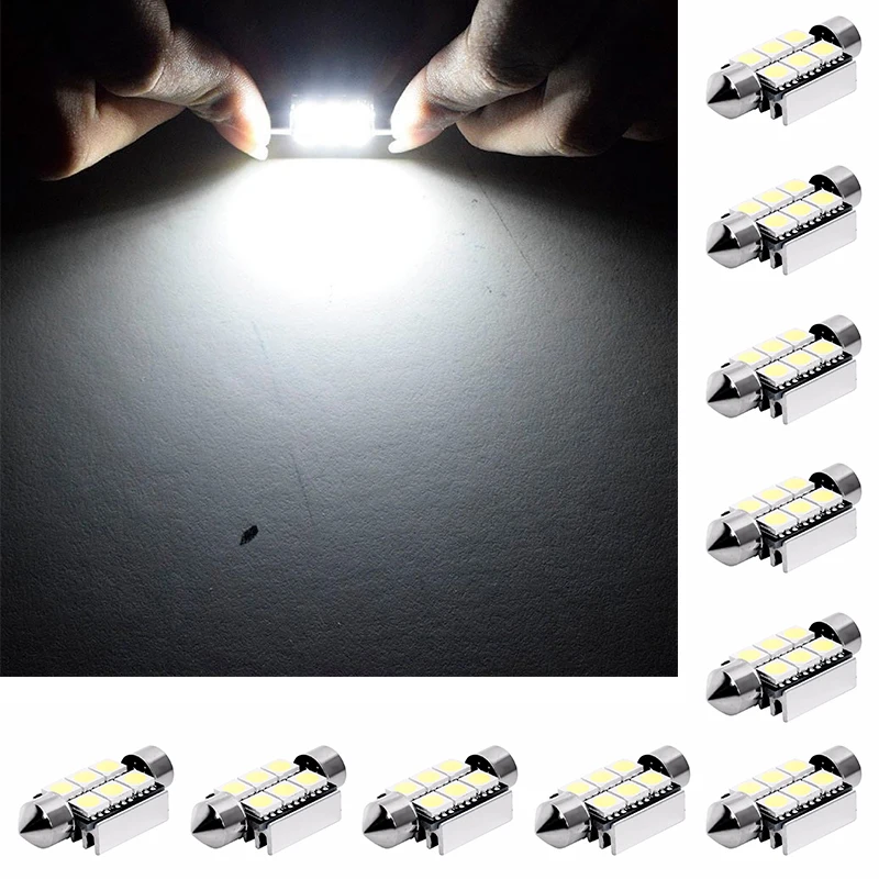 DC 12V 6SMD 5050 светодиодный CANBUS безотказная автомобильная лампа для номерного знака купольная гирлянда Белый