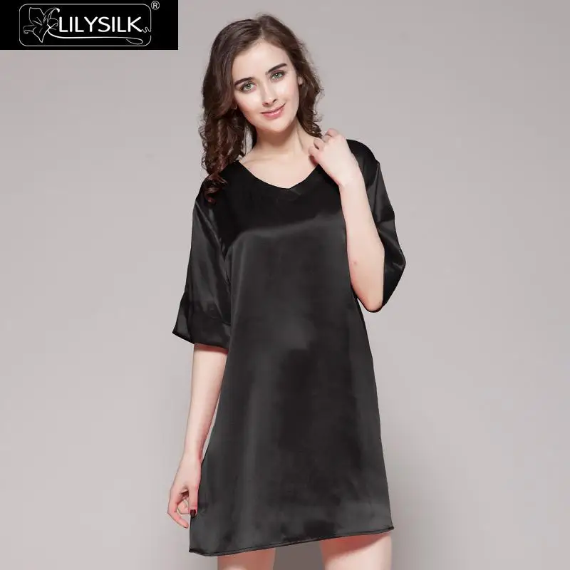 Lilysilk Silk Nightgowns For Women 22 Momme V Neck Nightshirt Mini Sexy