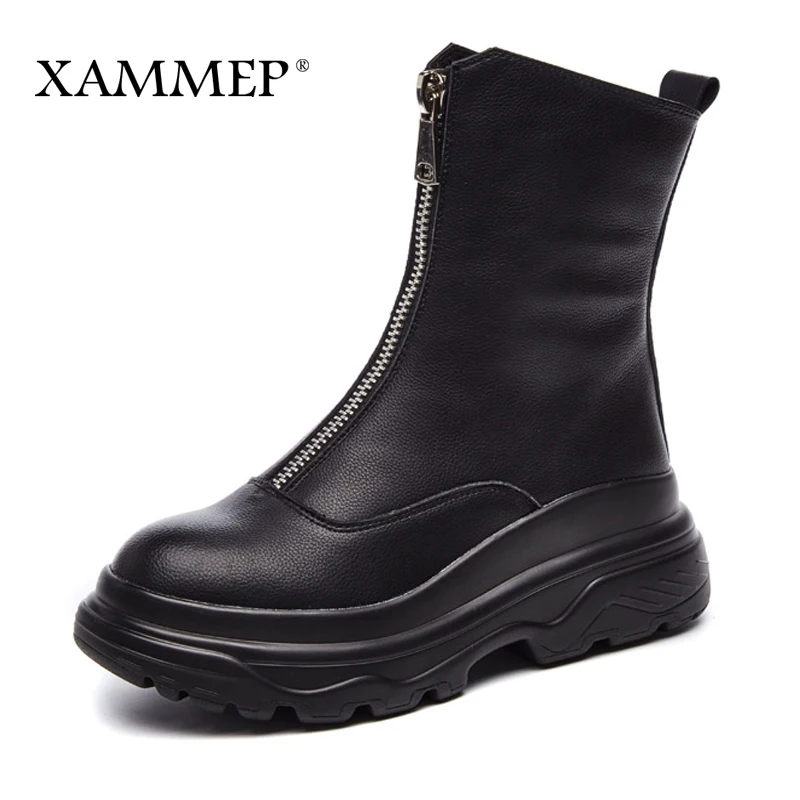 

Women's Winter Shoes Genuine Leather Platform Brand Women Winter Boots Warm High Quality Plus Big Size Martin boots Xammep