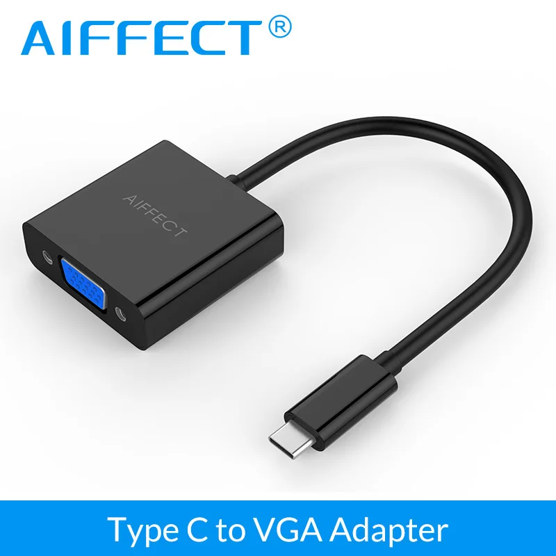 

AIFFECT USB 3.1 Type C to VGA Adapter for New Macbook, Chromebook Pixel, Microsoft Lumia 950 / 950XL and other USB-C Devices