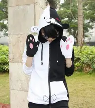 Adulto Unisex Primavera Otoño Cartoon Anime Danganronpa Monokuma Sudaderas Con Capucha Fleece Cosplay Para La Mujer Hombre Pluz Tamaño