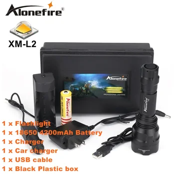 

ALONEFIR C8 led flashlight Cree XM-L T6 L2 U3 LED hight power torch lanterna hunting light camping 18650 Rechargeable battery