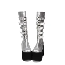 Милые туфли принцессы в стиле панк, весенне-летние туфли на очень высоком каблуке в стиле аниме, панк, панк, на молнии, локомотивы, высокие сапоги-трубы pu8452