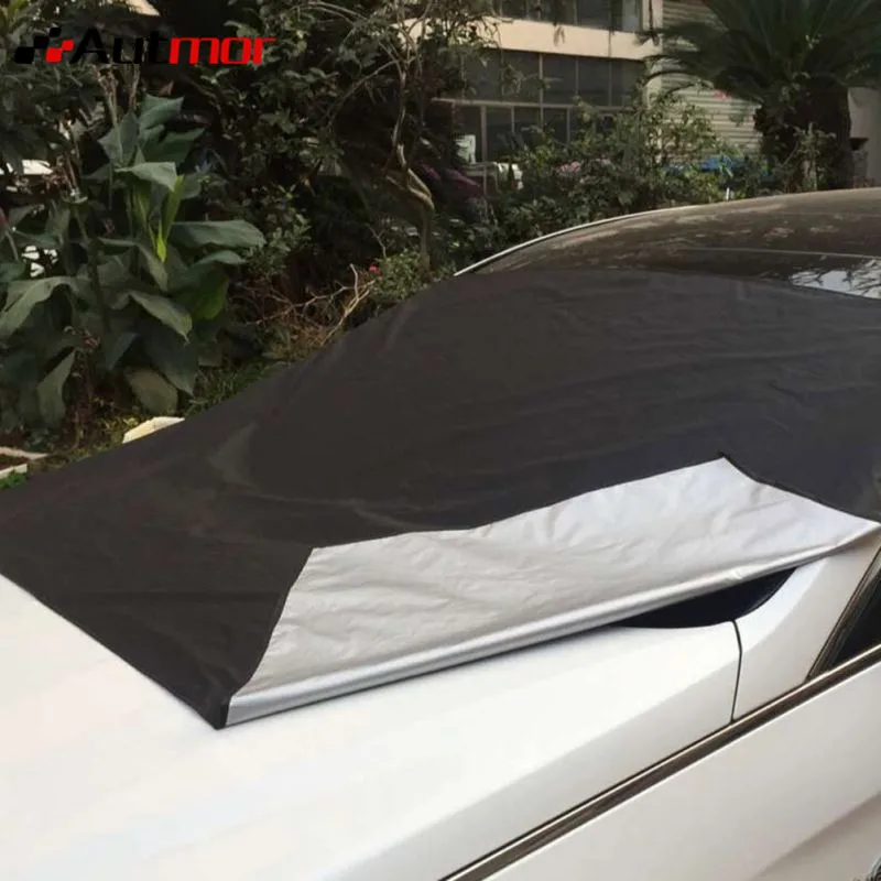  Car Magnet Windshield Cover Snow Cover Sunshade Ice Snow Frost Protector Windshield Silver Black Co
