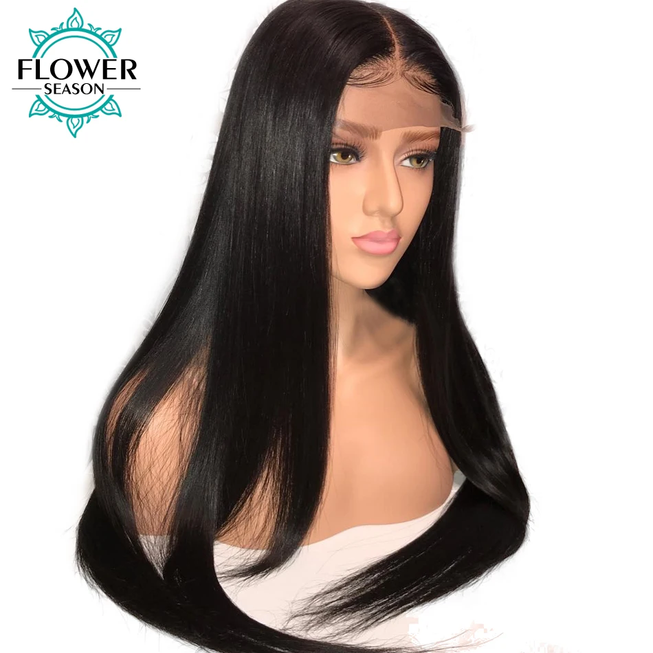 

5x4.5 Silky Straight Silk Top Lace Front Wig With Baby Hair Pre Plucked Brazilian Remy Human Hair Wigs 130% 150% FlowerSeason