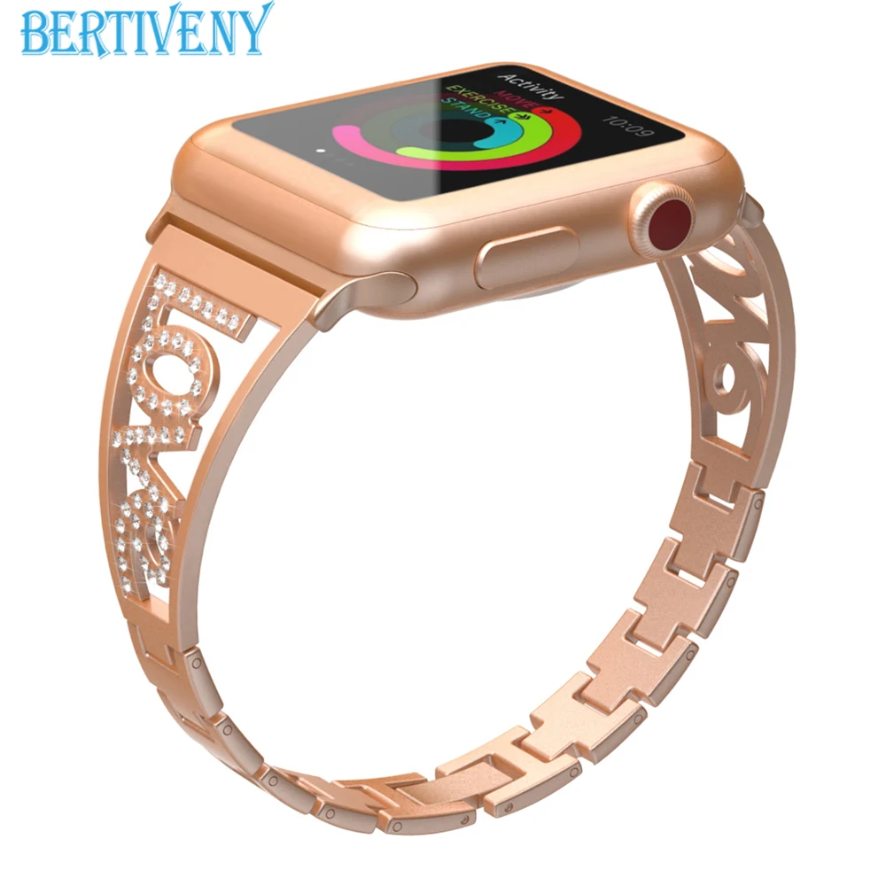 

Women Watch band for Apple Watch Bracelet 38mm 40mm/42mm 44mm diamond Stainless Steel Strap for iwatch series 4 3 2 1