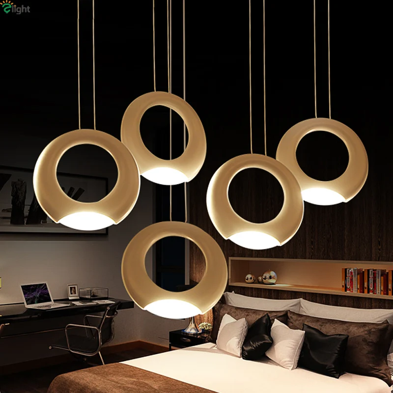 

Modern Aluminum Ring Led Pendant Chandelier Lighting Lustre Acrylic Dining Room Dimmable Led Hanging Lights Led Chandeliers Lamp