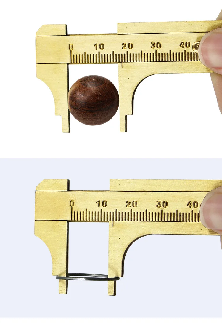 Высококачественный Мини медный калипер из чистой меди vernier двухшкальная измерительная линейка портативная ретро