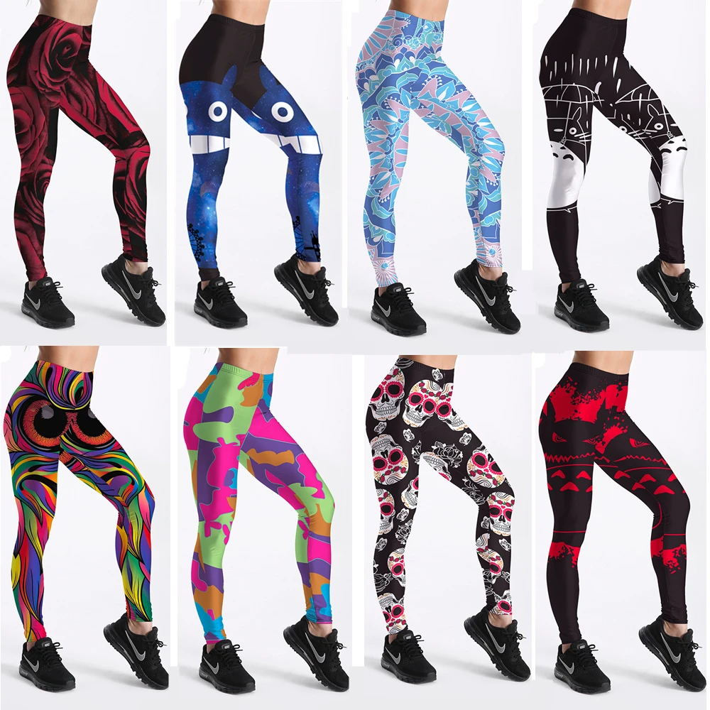 2018 Hot Sell Skull Leggings Women's Skull&Flowers