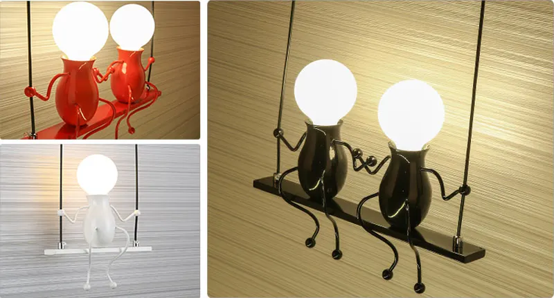 Modern Creative LED Wall Light E27 Black White Red Wall Lamp Sconce Home Fixtures For Children's Room Living Room Bedroom 110-220V (6)