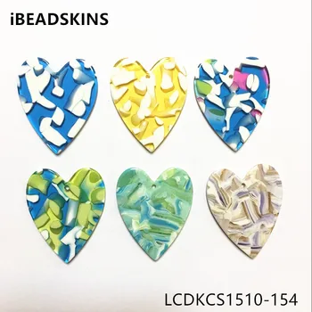 

New arrival! 41X34mm 50pcs/lot acetic acid imitate marble texture heart-shape charms for earring/Jewelry DIY(As shown)