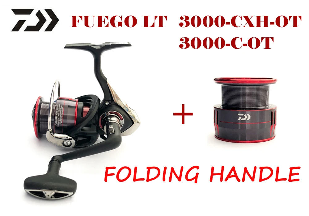 

original DAIWA FUEGO LT 3000-C-OT 3000-CXH-OT folding handle 5.3:1/6.2:1 spinning fishing reel with extra spool