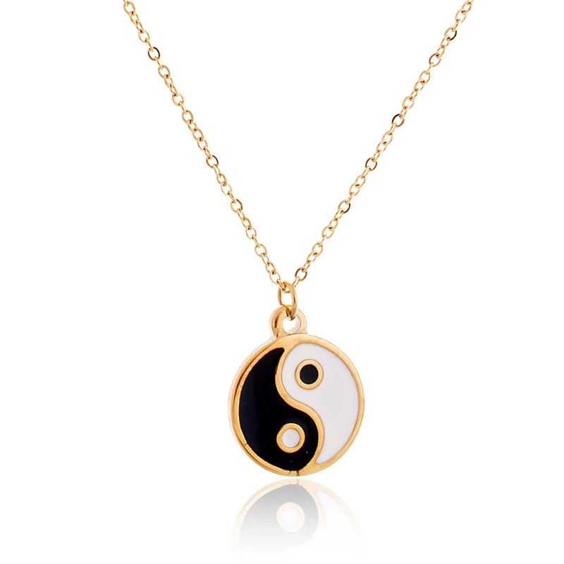 Lureme Collier Classique En Acier Inoxydable Pour Femmes Couleur Or Pendentif Amulette Yin Yang Offre Speciale Aliexpress