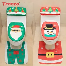 

Tronzo 2018 Christmas Decorations For Home Toilet Seat Decor Fancy Santa Claus Snowman Rug Bathroom Set Mat Xmas Party Supplies