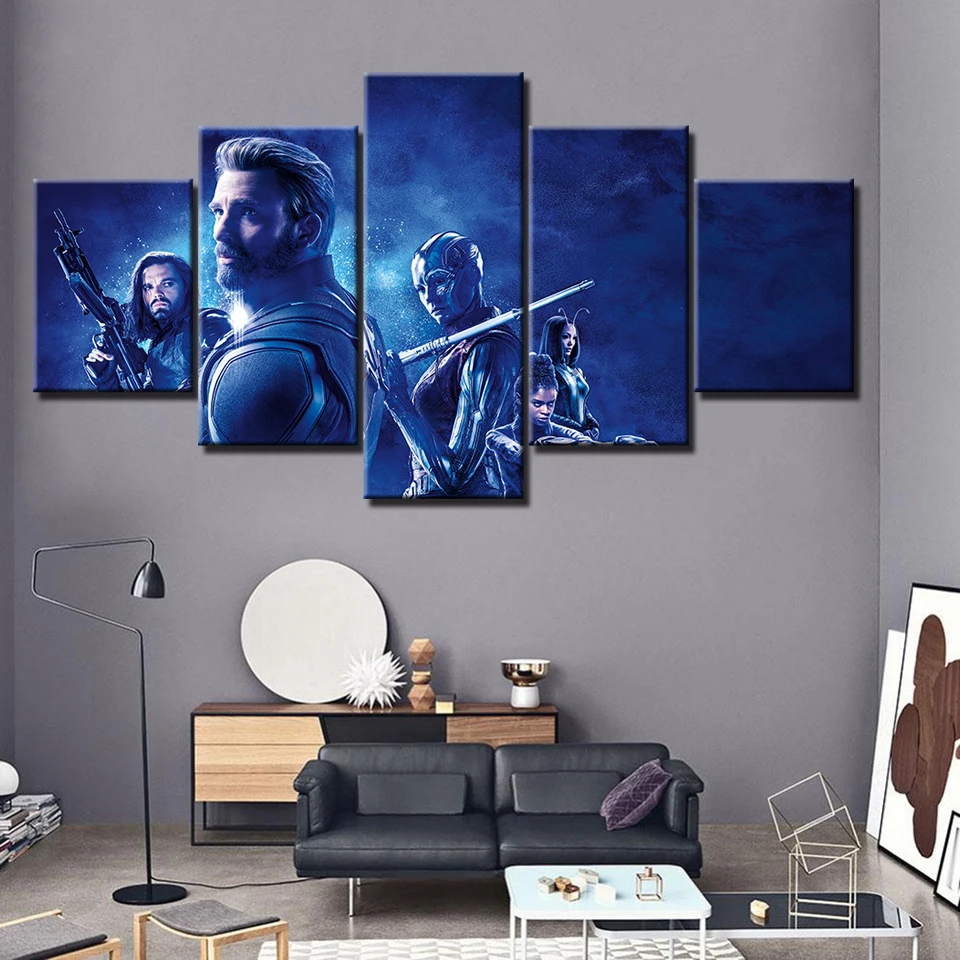 5 панель Мстители 4 Endgame Горячая 2019 фильм плёнки плакат супергероя и печати холст домашняя, комнатная, настенная работа
