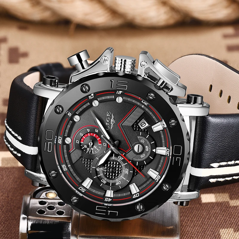 2018 New Watches Mens Top Brand LIGE Fashion Luxury Quartz Watch Male Military Waterproof Clock Men's Rose gold Sport Wristwatch