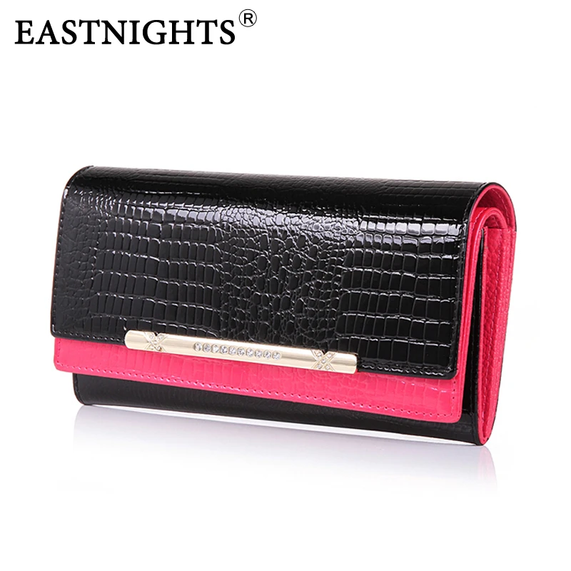  EASTNIGHTS wallets crocodile pattern 3D women wallets genuine leather European fashion double design long wallet  brand quality 