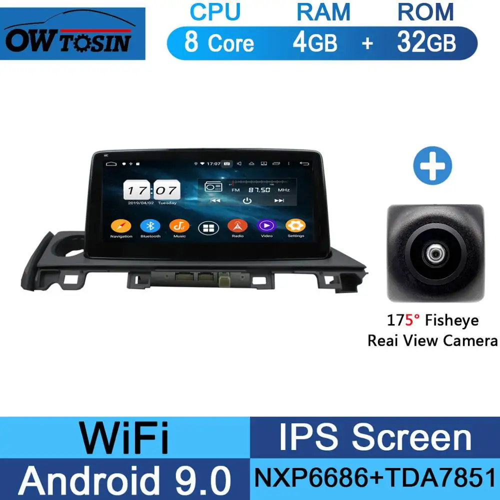 10.1" IPS Android 9.0 8Core 4G+64G ROM Car DVD Radio GPS For Mazda 6 III 3 GJ Atenza Mazda6 DSP CarPlay Parrot BT - Цвет: 32G Fisheye Camera