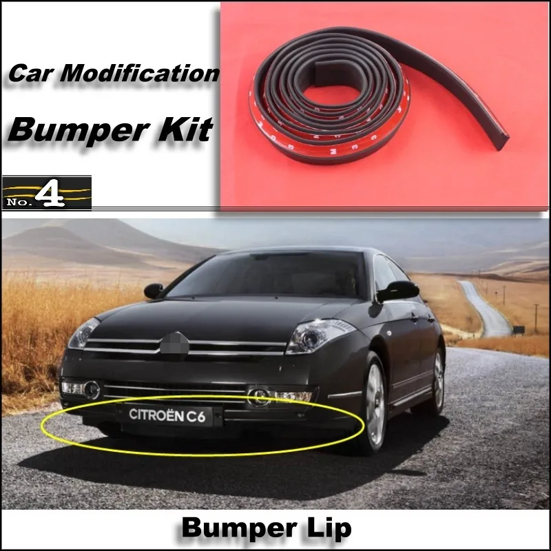 Bumper Lip For Citroen C6 2005~2013 Front Spoiler Skirt Bumper Kit Deflector Lips Car Scratch Proof Adhesive Strip