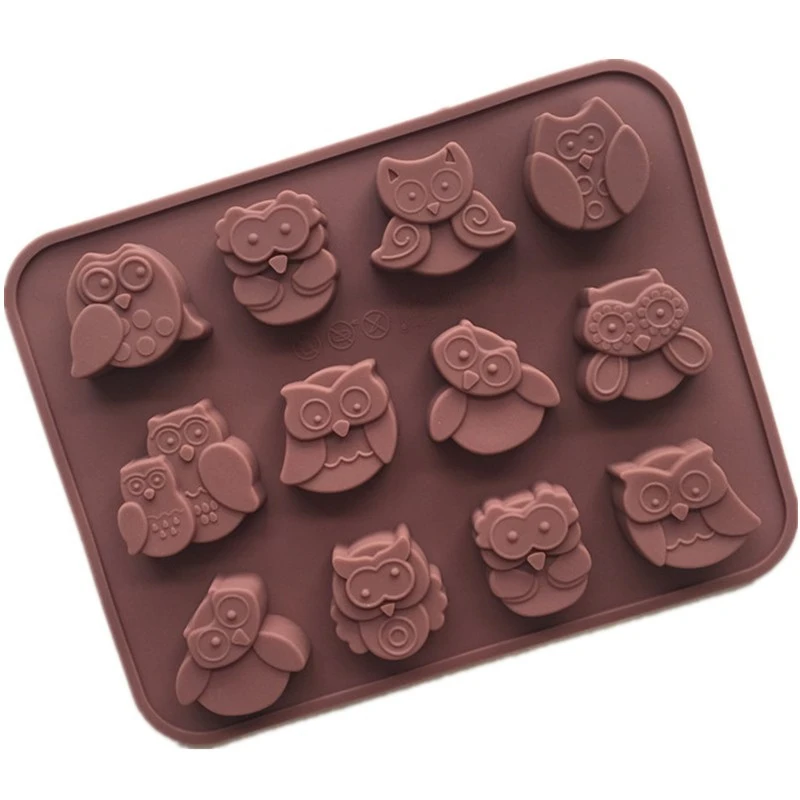 Supply Silicone Mold 12 Cartoon Owl Shape DIY Cake Decorated Chocolate Cute Animal Handmade Baking Tool 100% Brand New QY60 | Дом и сад