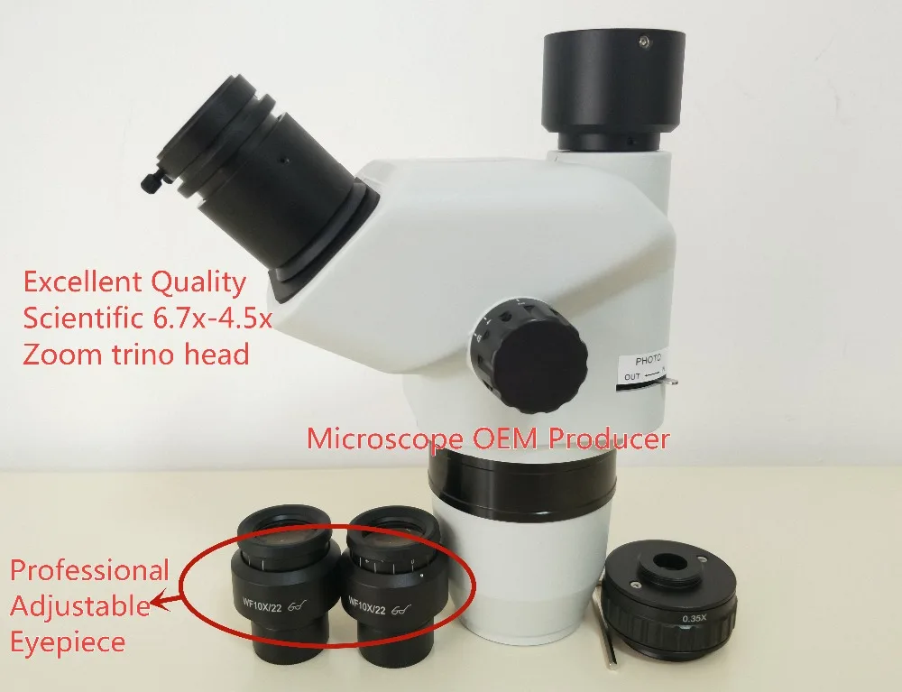

Scientific SZN45 6.7X-45X Trinocular Stereo Zoom Microscope Head WF10X Eyepiece as Microscope Accessories