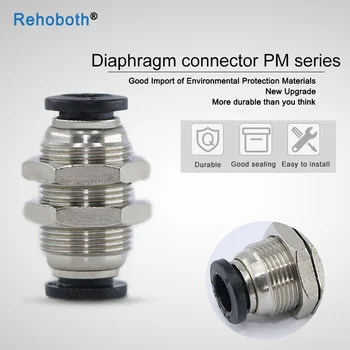 

1 Pcs Pneumatic Quick Intubating Pipe Through Plate Joint Baffle Straight Through Two-way Plug PM04 PM06 PM08 PM10 PM12 PM16