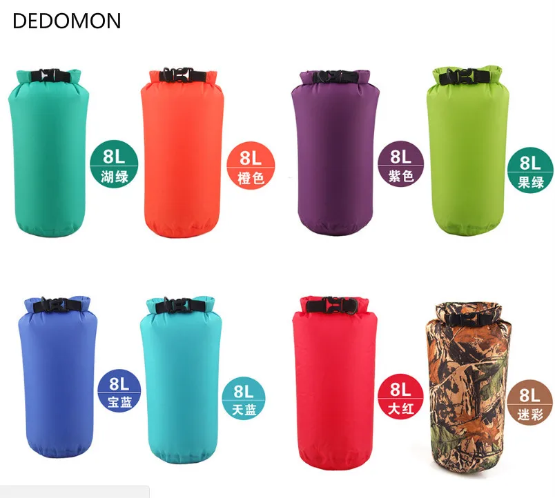 

8L Nylon Portable Waterproof Dry Bag Pouch for Boating Kayaking Fishing Rafting Swimming Camping Rafting Surfing Snowboarding
