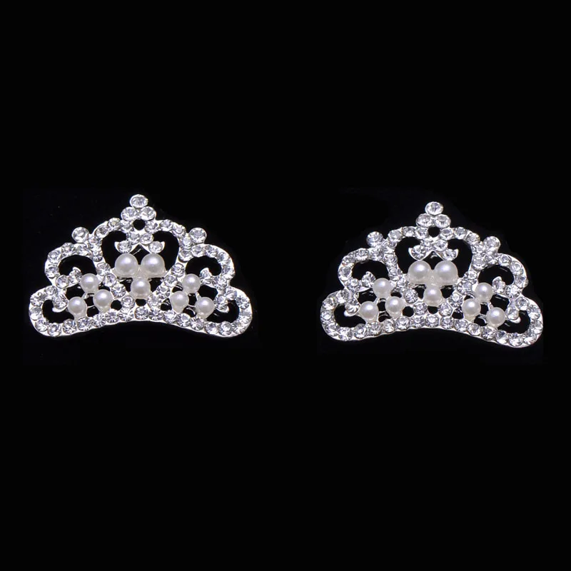

(S0305) 10pcs/lot,33mmx23mm metal rhinestone embellishment ,crown shape,silver plating,flat back,pearl or crystal style