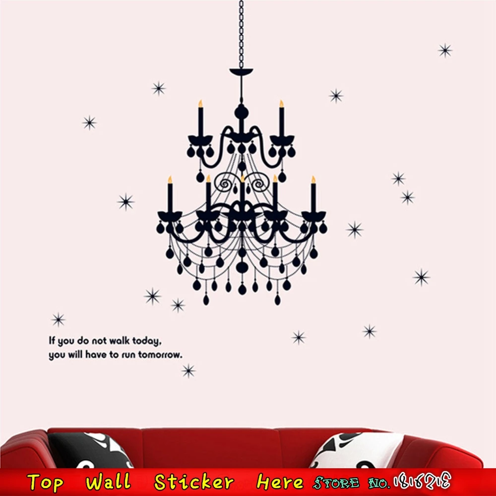 Grand Chandelier Light Fancy Stars Wall Stickers For Living Room Decor