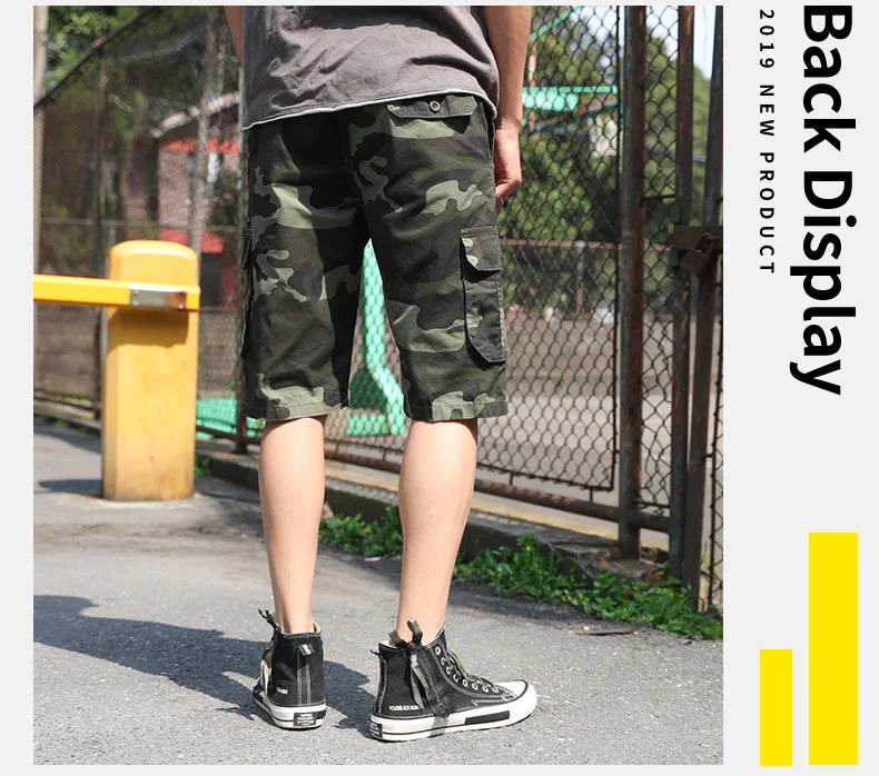 Летние мужские s военный армейский грузовой короткие брюки с несколькими карманами повседневные свободные шорты камуфляжные до колен