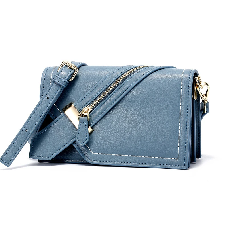 

Fashion Girl Split Leather Classic Versatile Minimalist Design Messenger Bag Zipper Decoration Multi Leisure Messenger Bag