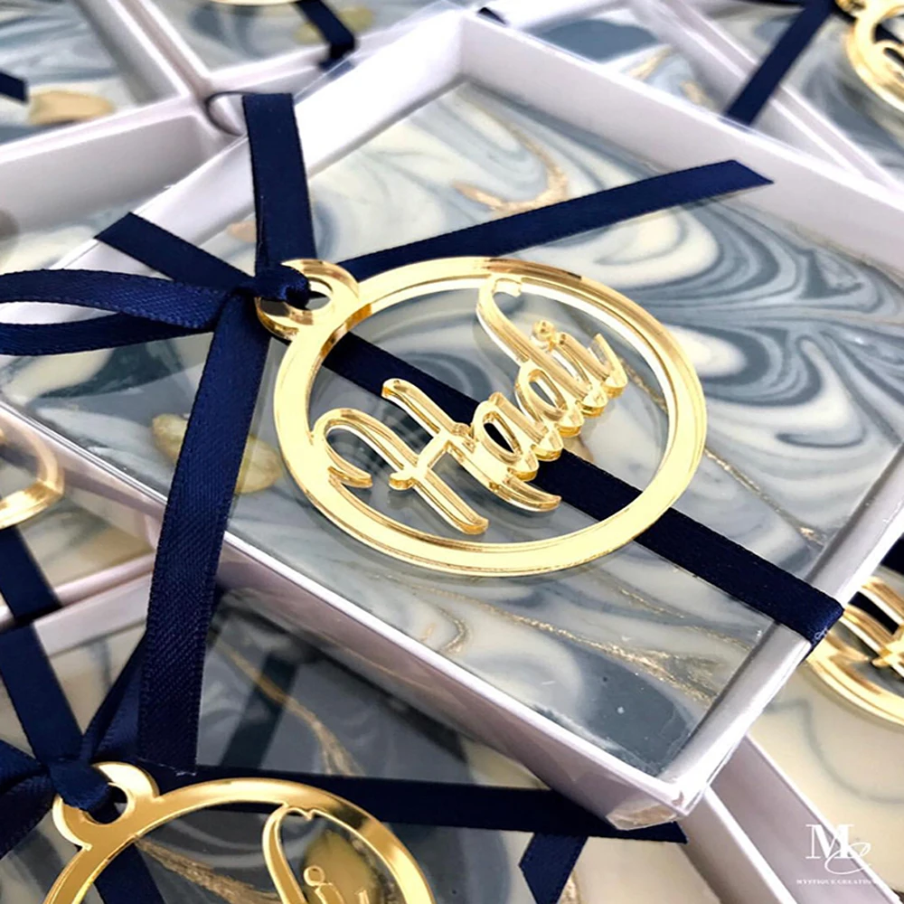 50pcs Personalized custom Round wedding name and Initials tags color Mirror silvergold,Weddingfor Baby Gift tag Table Decor  (3)