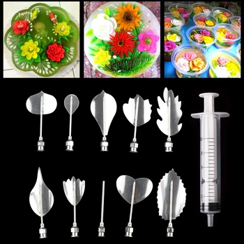 

10PC 3D Flower Art Gelatin Jello Jelly Pudding Cake Decorating Mold Needle Nozzle Tools Nozzle Set Cake Decorating Tools