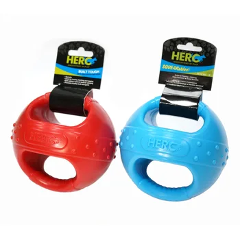 CAITEC Dog Toys Handle Ball with Squeaker Floatable Springy Great for Tossing Chasing Suitable for Interactive