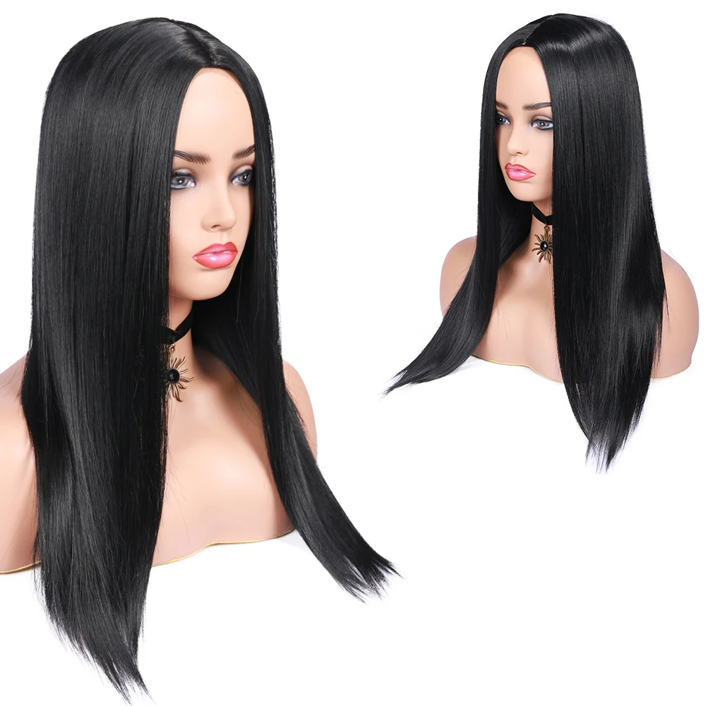 FAVE длинные прямые Омбре 1B99J темные корни синтетический парик для черных женщин коричневый/Блонд/фиолетовый/зеленый средняя часть косплей волос